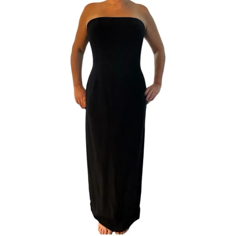 Vintage Bob Mackie Elegant Black Strapless Evening Dress NWT